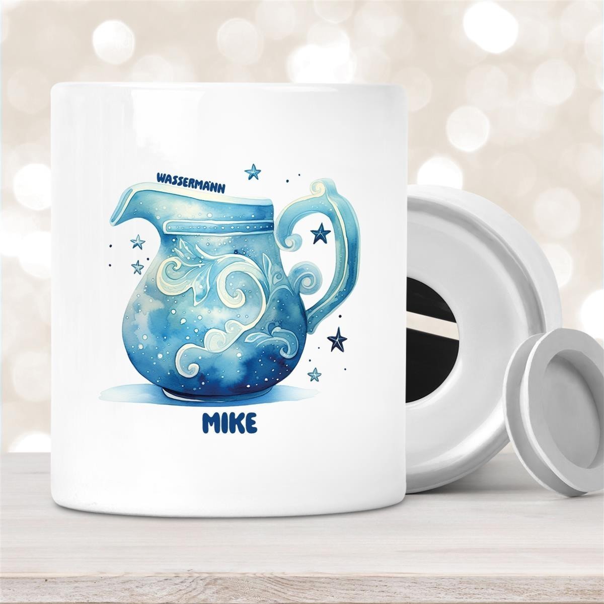 Spardose mit Wunschname Sternzeichen Wassermann #1 personalisiert Spardose mit Wunschname Sternzeichen Wassermann #1 personalisiert