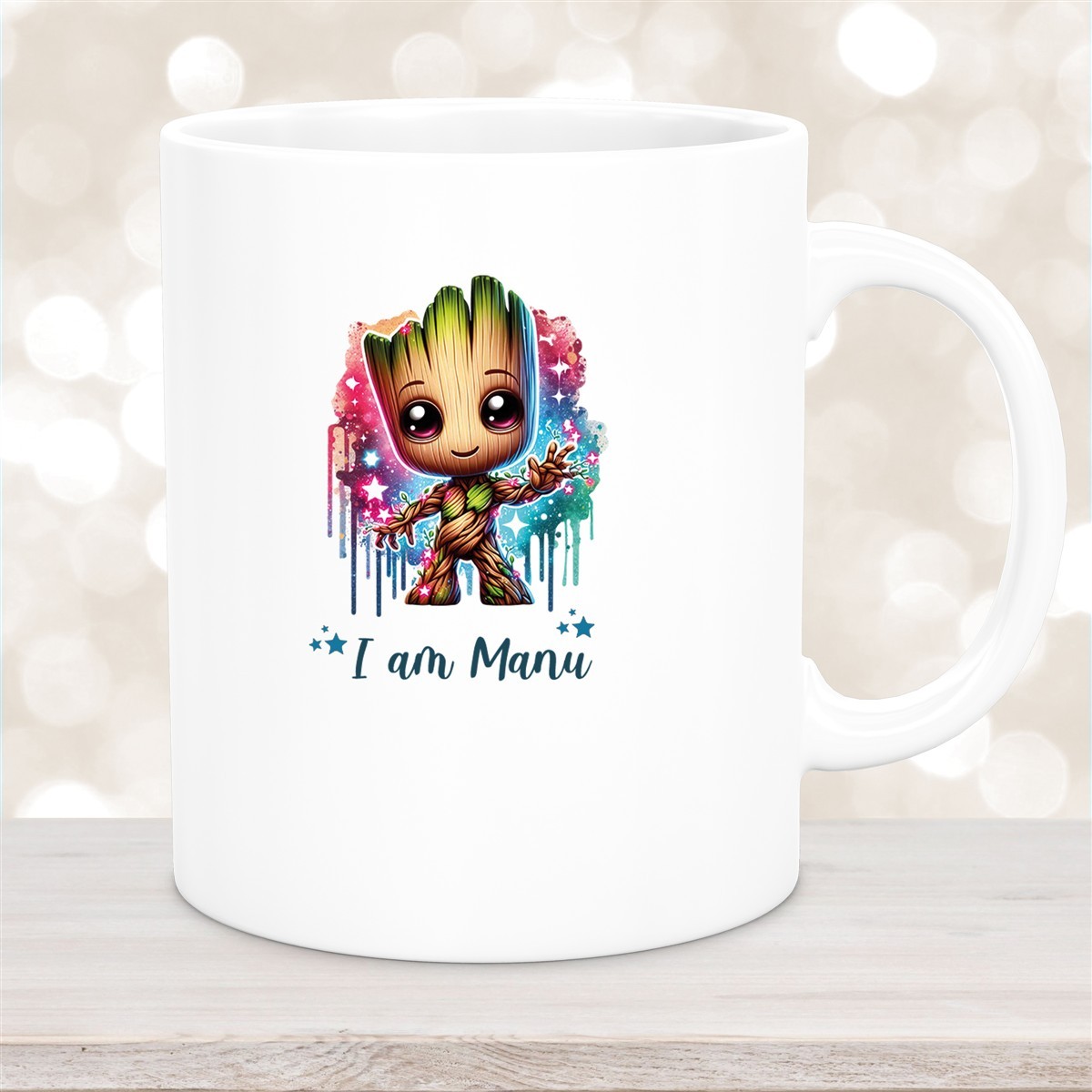 Tasse Wunschname Baby-Groot #5 Keramik Kinderbecher personalisiert Weiß