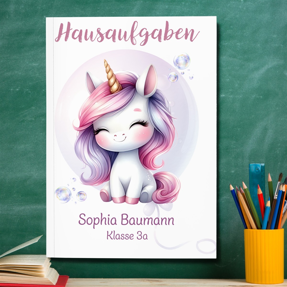 Hausaufgabenheft Einhorn #1 DIN A5 - 48 Blatt mit Name und Klasse Hausaufgabenheft Einhorn #1 DIN A5 - 48 Blatt mit Name und Klasse
