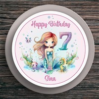 Tortenaufleger Geburtstag Meerjungfrau #2 Name & Zahl (20cm) Fondant Papier