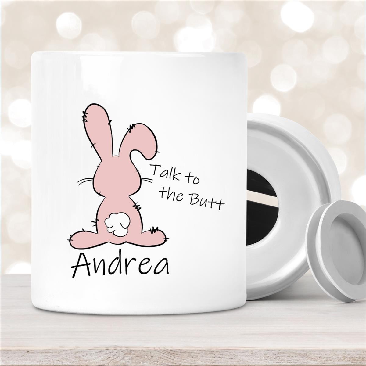 Spardose Ostern - Hase Talk to the Butt mit Wunschname personalisiert Spardose Ostern - Hase Talk to the Butt mit Wunschname personalisiert