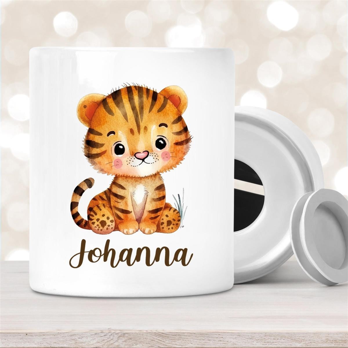 Spardose mit Wunschname Tiger #1 personalisiert