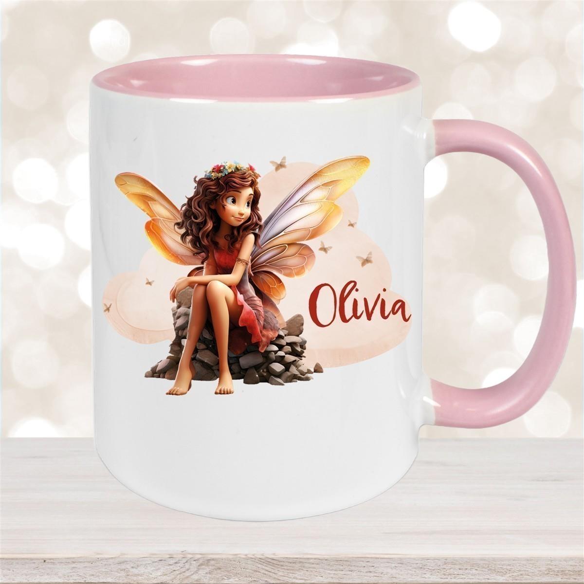 Tasse Fee 2 Wunschname Keramik Kinderbecher personalisiert versch. Farben