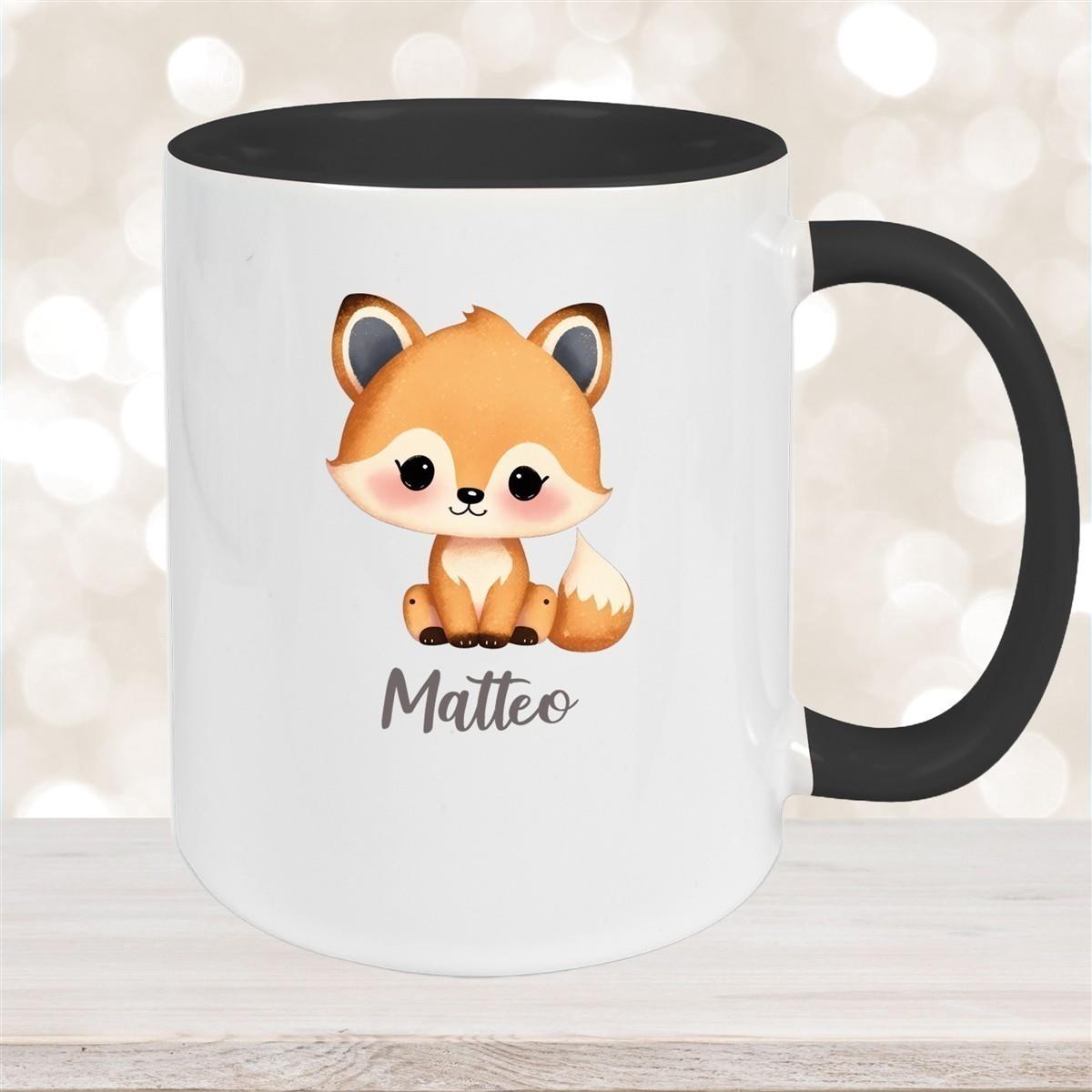 Tasse Wunschname Fuchs 1 Keramik Kinderbecher versch. Farben
