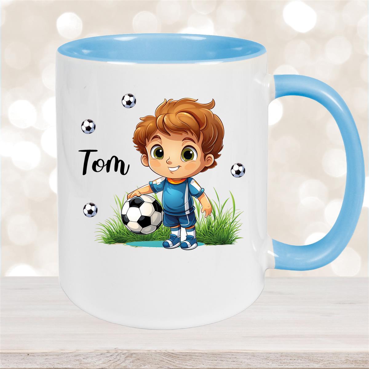 Tasse Fußball #7 Wunschname Keramik Kinderbecher personalisiert versch. Farben 