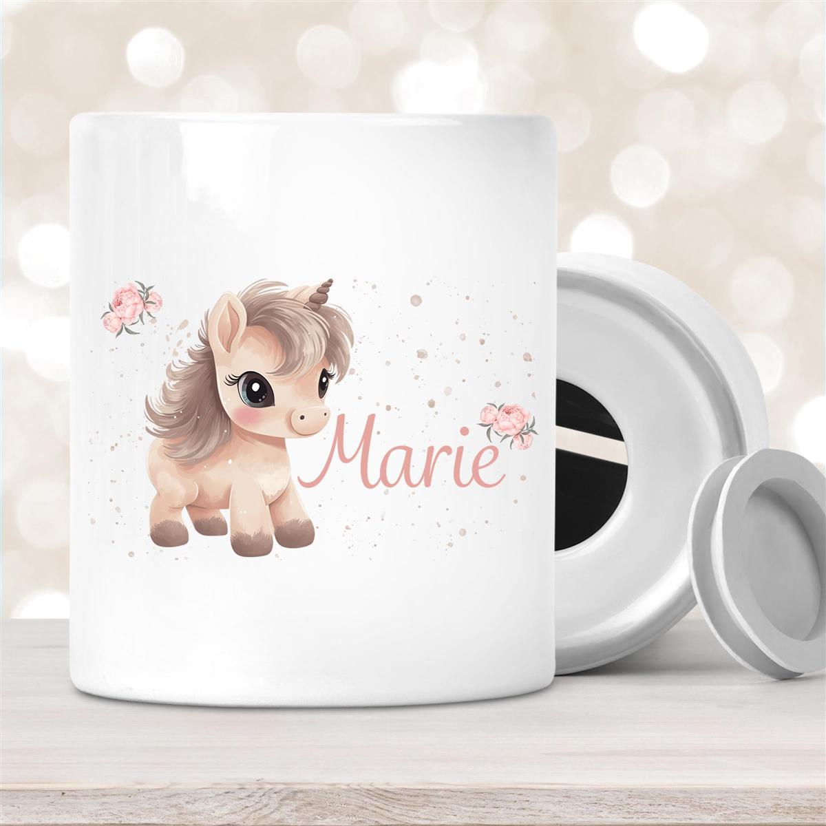 Spardose mit Wunschname Einhorn #8 personalisiert