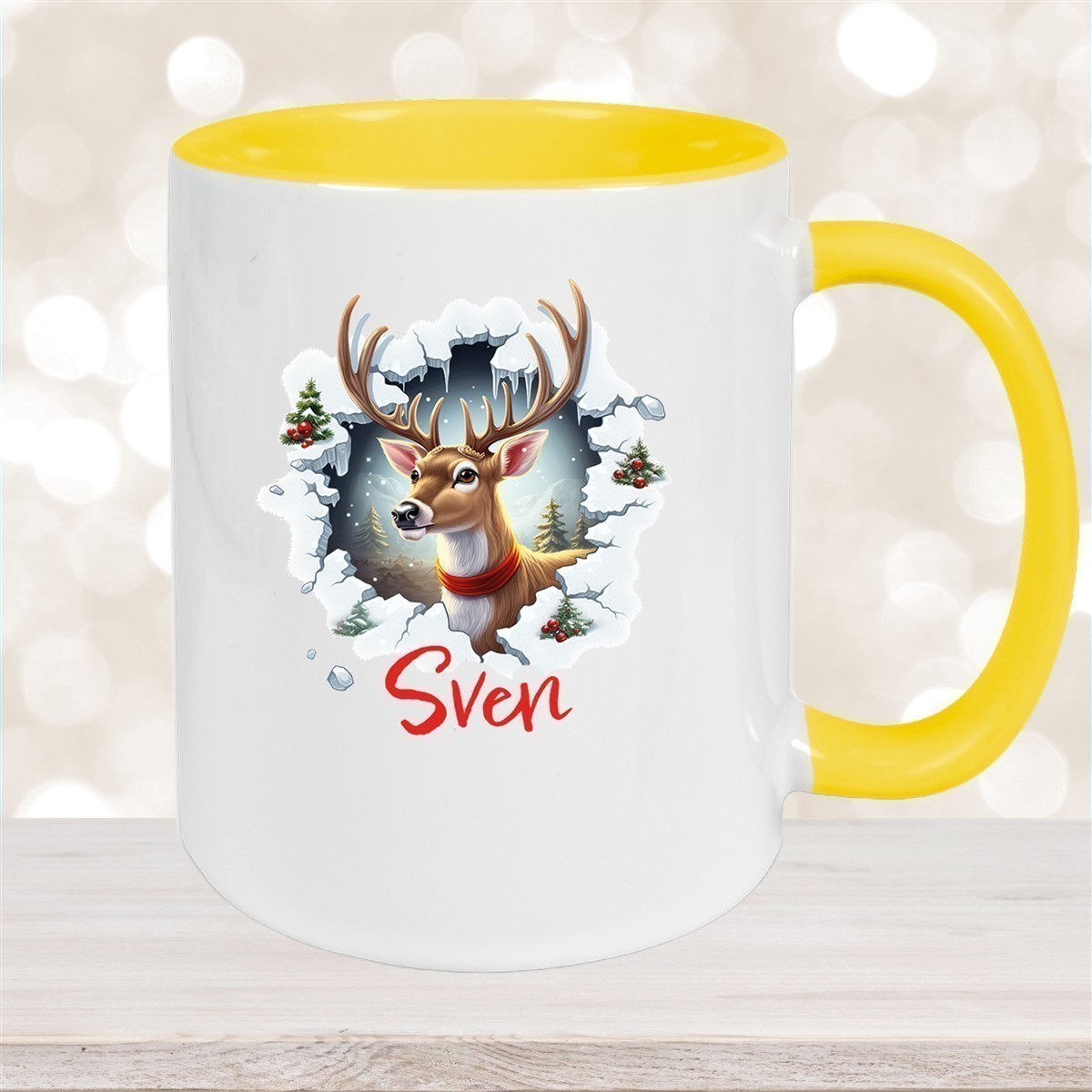 Tasse Wunschname Christmas Rentier #3 Keramik Kinderbecher versch. Farben