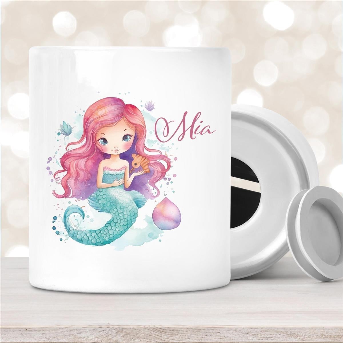 Spardose mit Wunschname Meerjungfrau #1 personalisiert Spardose mit Wunschname Meerjungfrau #1 personalisiert