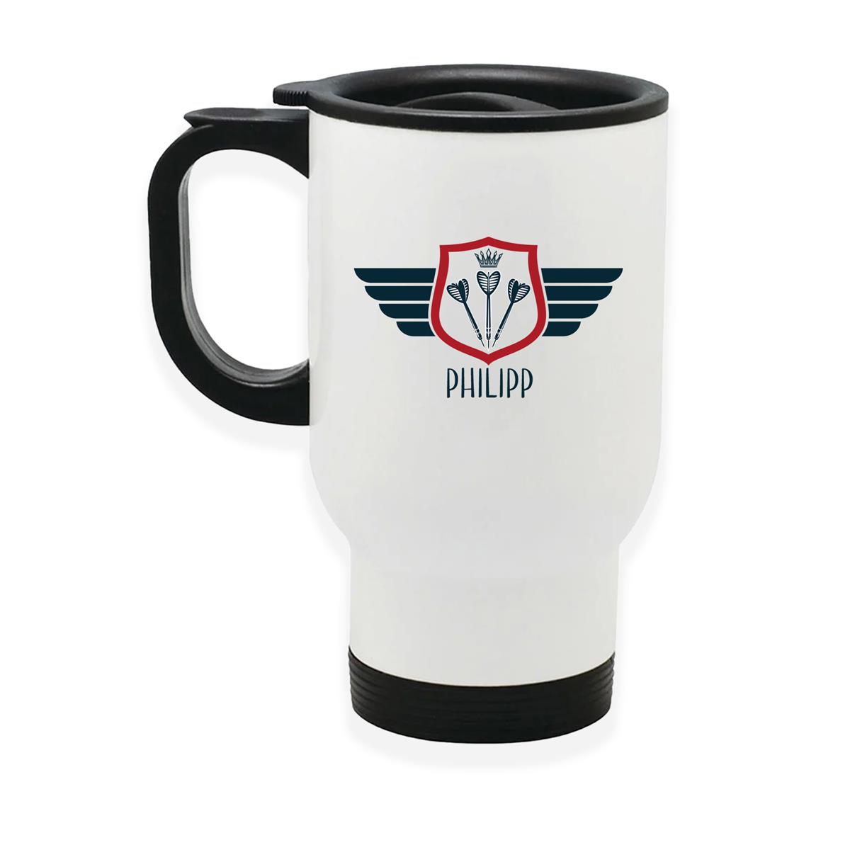 Edelstahl-Thermobecher mit Deckel Dart #02 weiß