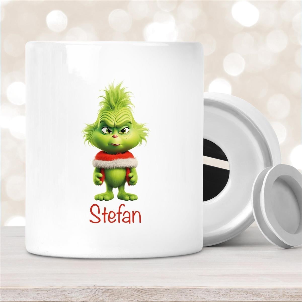 Spardose mit Wunschname Weihnachten Grinch #1 personalisiert Spardose mit Wunschname Weihnachten Grinch #1 personalisiert