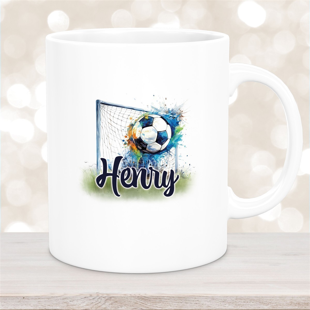 Tasse Wunschname Fußball #13 Personalisiert Keramik Kinderbecher versch. Farben