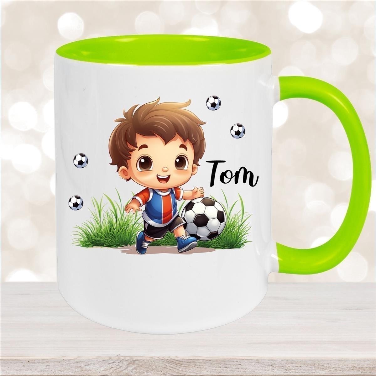 Tasse Fußball 8 Wunschname Keramik Kinderbecher personalisiert versch. Farben