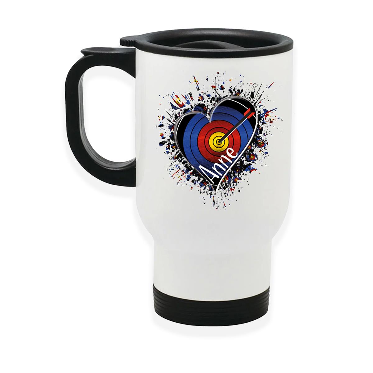 Edelstahl-Thermobecher mit Deckel Bogenschütze 4 weiß