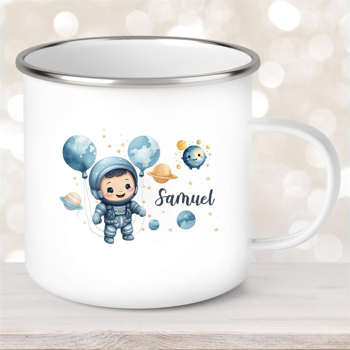 Tasse Kinder Astronaut #1 Wunschname Emaille Kinderbecher personalisiert Tasse Kinder Astronaut #1 Wunschname Emaille Kinderbecher personalisiert
