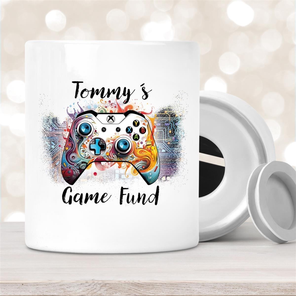 Spardose mit Wunschname Gamer #2, Controller, Gamer Fund, Personalisiert Spardose mit Wunschname Gamer #2, Controller, Gamer Fund, Personalisiert