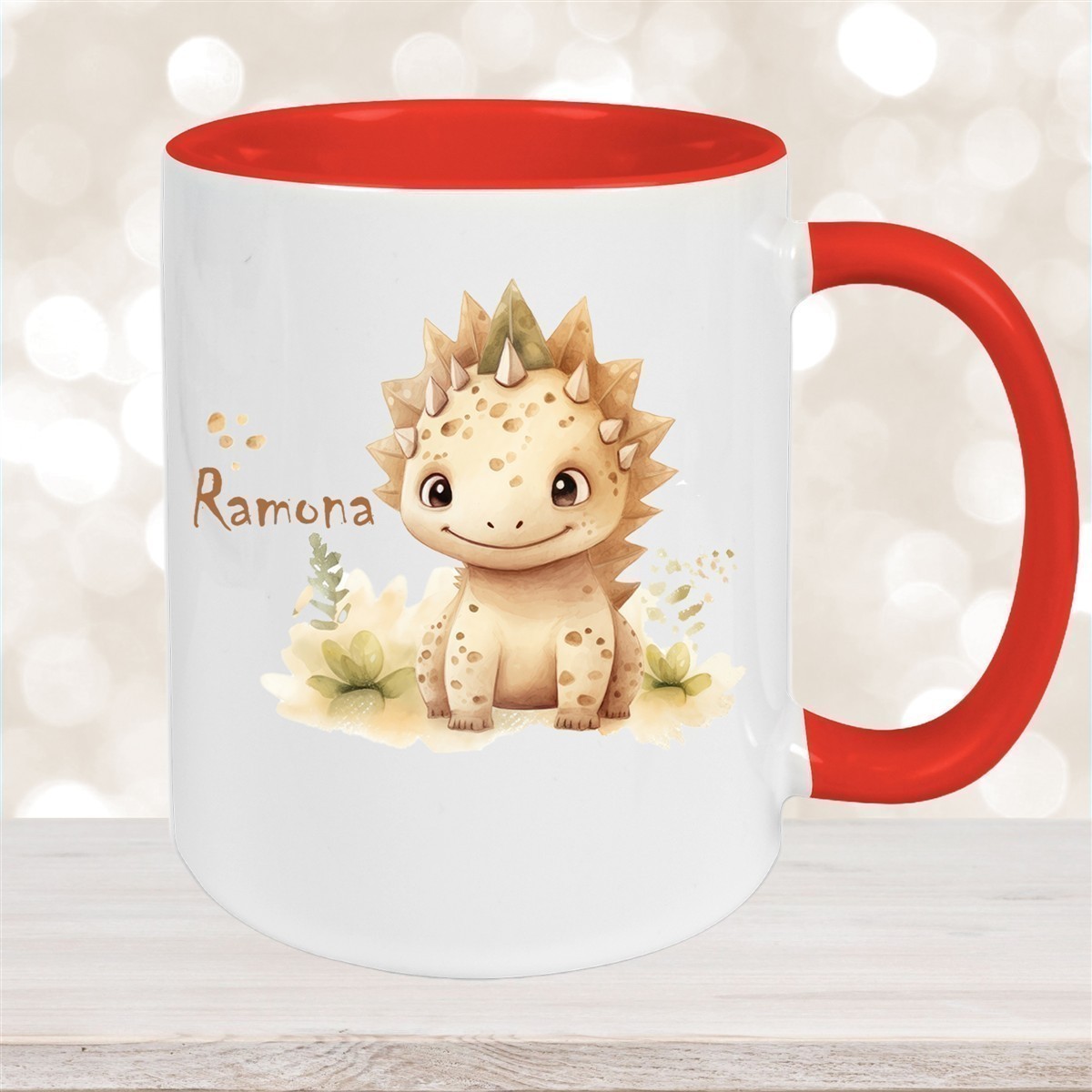 Tasse Wunschname Dino #2 Keramik Kinderbecher versch. Farben