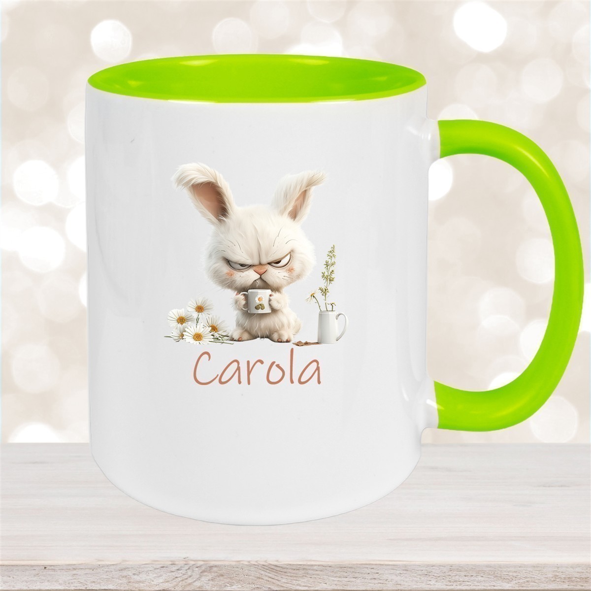 Tasse Ostern Grumpy-Bunny #1 Wunschnamen Keramik personalisiert versch. Farben