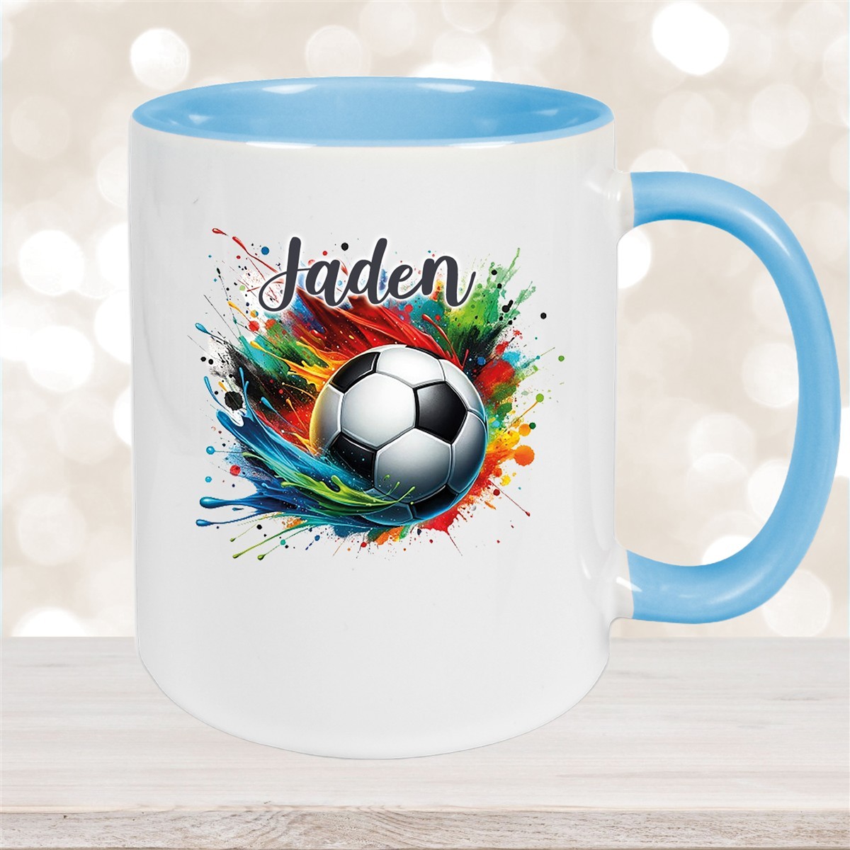 Tasse Wunschname Fußball #11 Keramik Kinderbecher versch. Farben