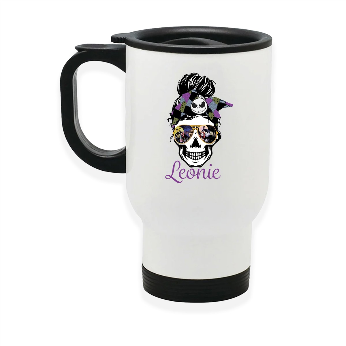 Edelstahl-Thermobecher mit Deckel Weihnachten Nightmare before Christmas #8 personalisiert weiß