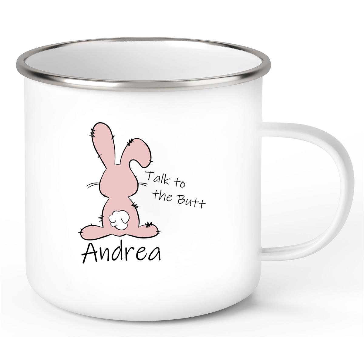 Tasse Ostern - Hase Talk to the Butt Wunschnamen personalisiert Emaillie