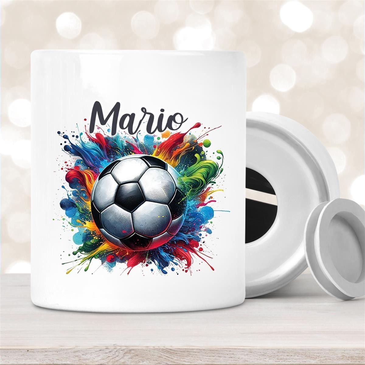 Spardose mit Wunschname Fußball # 12 personalisiert Spardose mit Wunschname Fußball # 12 personalisiert
