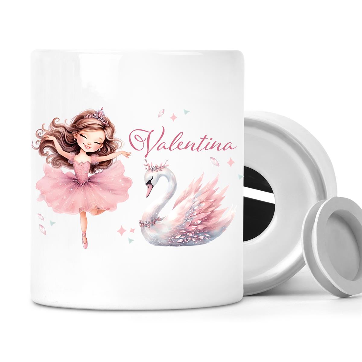 Spardose mit Wunschname Ballerina 2 personalisiert