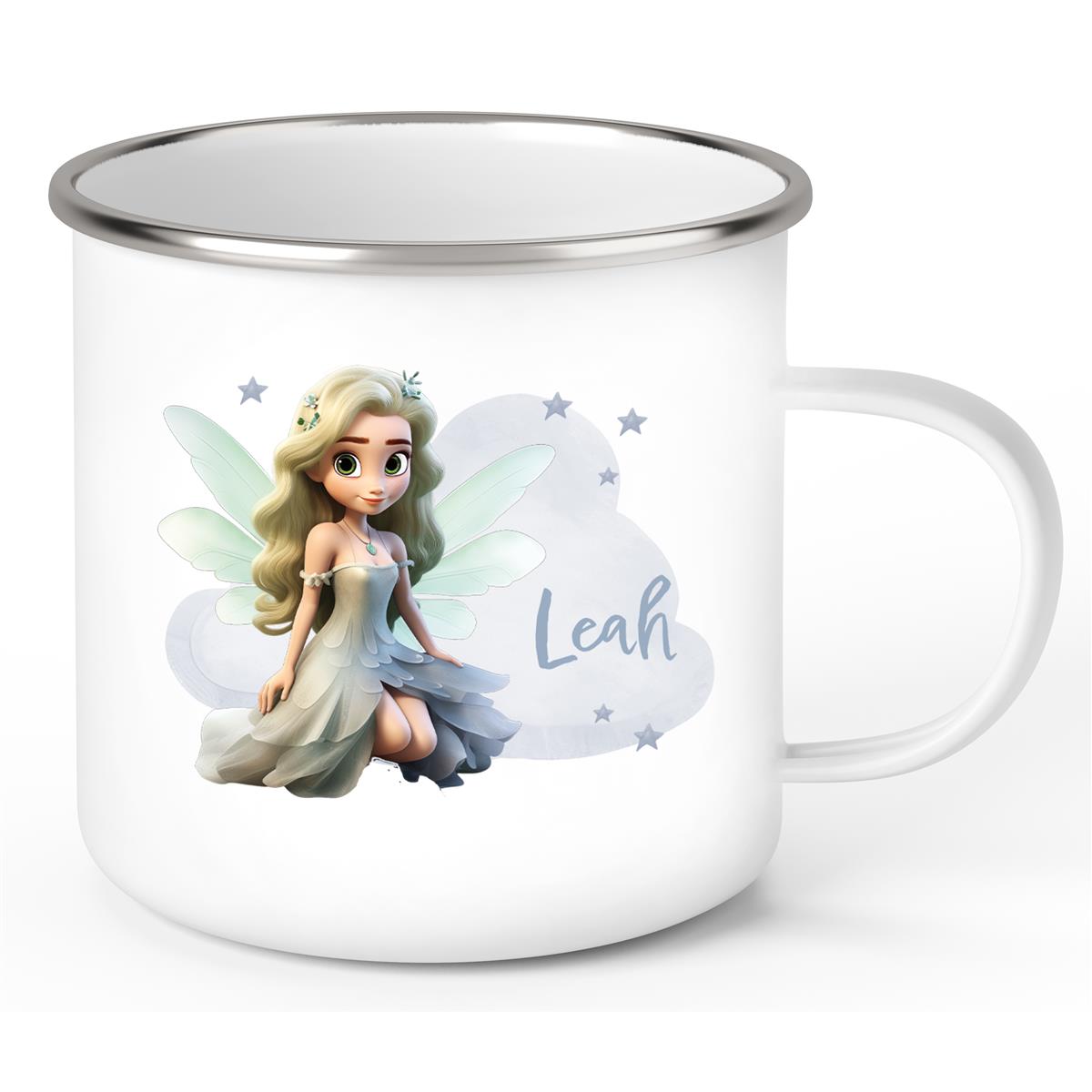 Tasse Fee 4 Wunschname Emaille Kinderbecher personalisiert