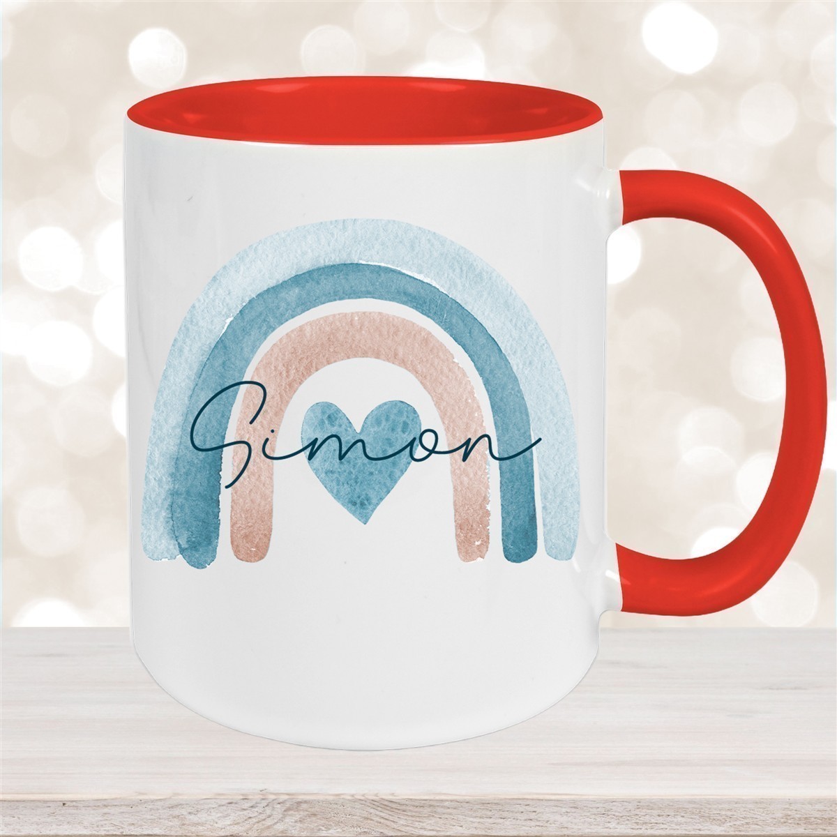 Tasse Wunschname Regenbogen #6 Keramik Kinderbecher versch. Farben