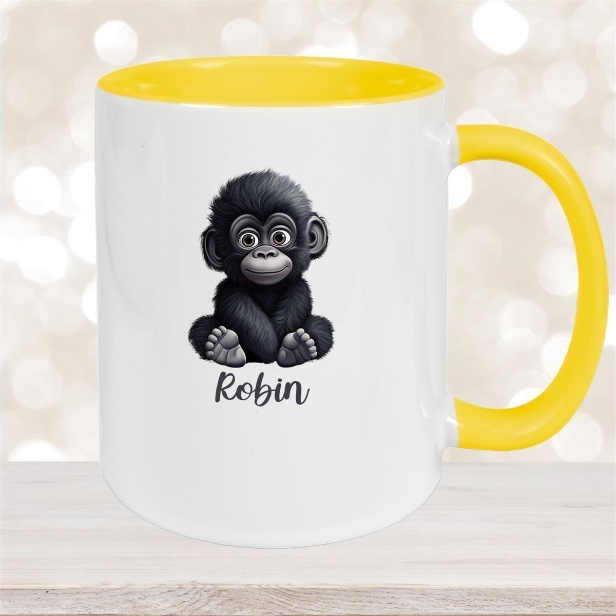 Tasse Wunschname Gorilla 1 Keramik Kinderbecher versch. Farben