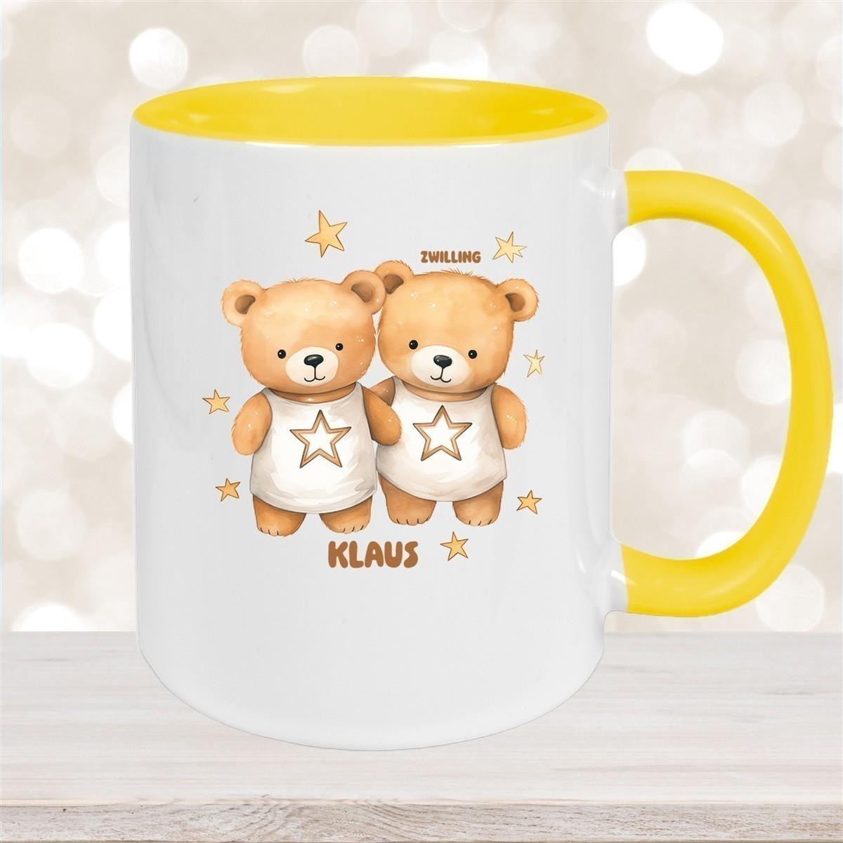 Tasse Sternzeichen Kinder Zwilling 1 Wunschname Keramik Kinderbecher personalisiert versch. Farben