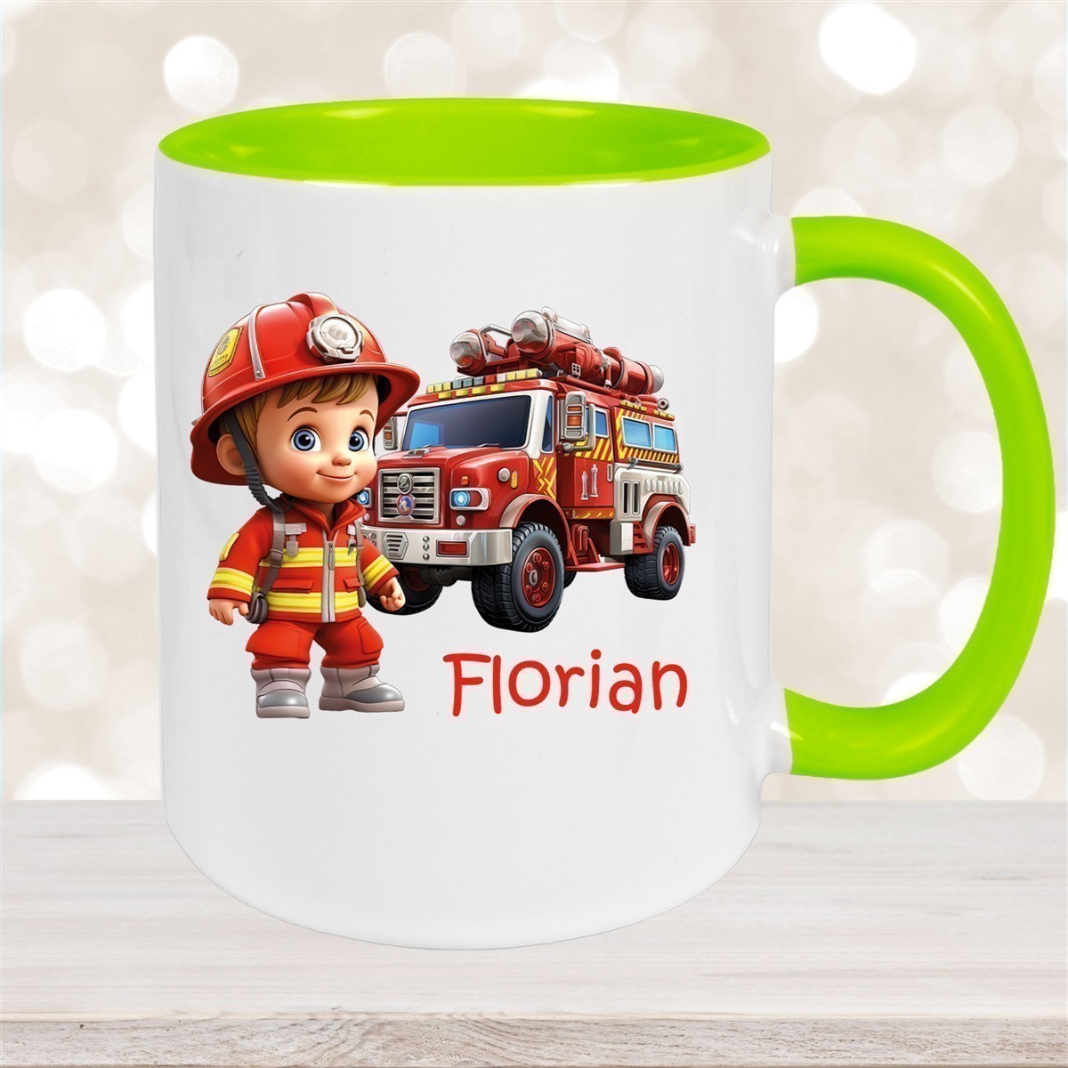 Tasse Wunschname Feuerwehr #2 Keramik Kinderbecher versch. Farben