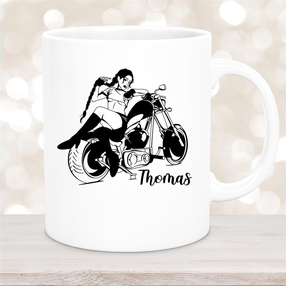 Tasse Bike #01, Biker Girl, Motorrad Keramik personalisiert Weiß Tasse Bike #01, Biker Girl, Motorrad Keramik personalisiert versch. Farben