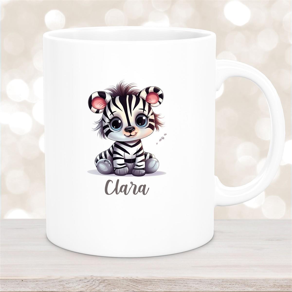 Tasse Wunschname Zebra 2 Keramik Kinderbecher versch. Farben