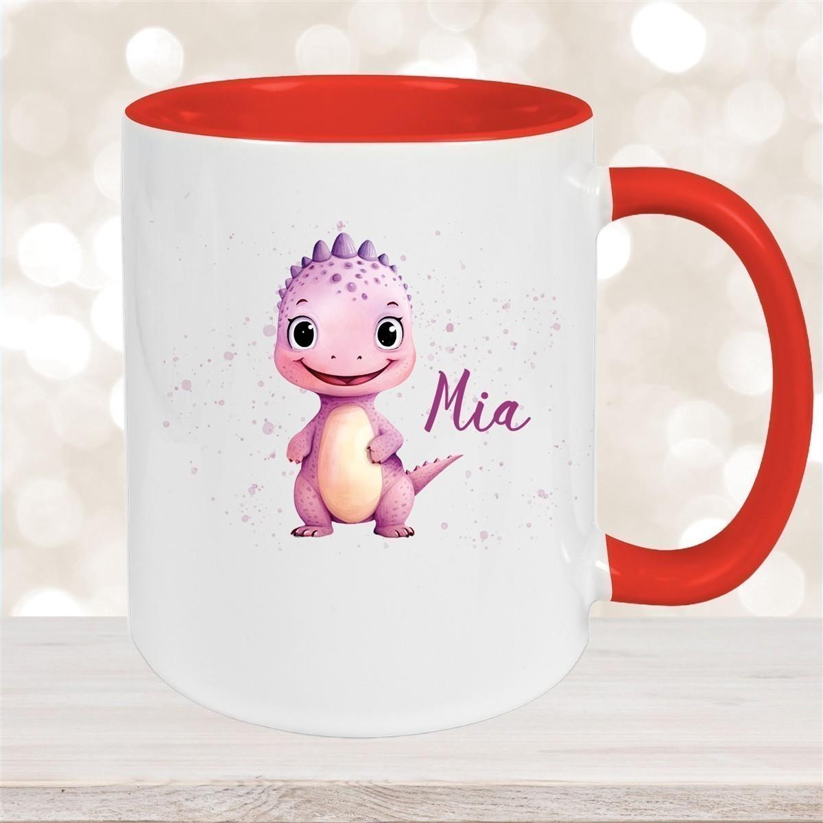 Tasse Wunschname Dino 20 Keramik Kinderbecher versch. Farben
