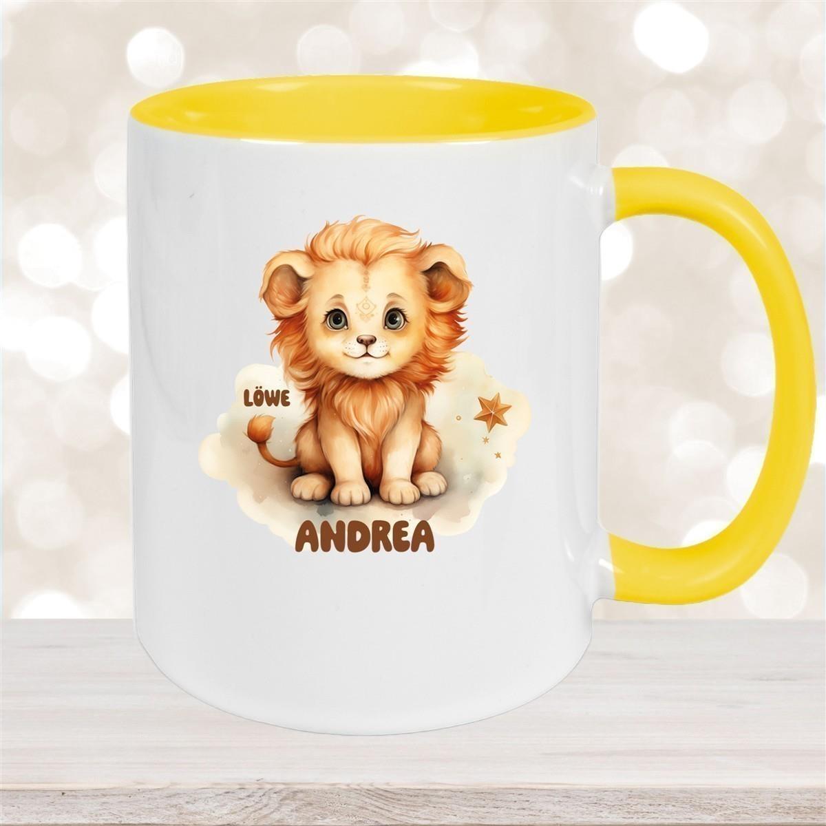 Tasse Sternzeichen Kinder Löwe 1 Wunschname Keramik Kinderbecher personalisiert versch. Farben