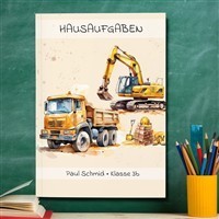 Hausaufgabenheft Baustelle #1  DIN A5 - 48 Blatt mit Name und Klasse