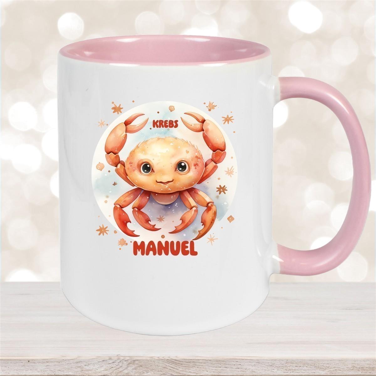 Tasse Sternzeichen Kinder Krebs 1 Wunschname Keramik Kinderbecher personalisiert versch. Farben