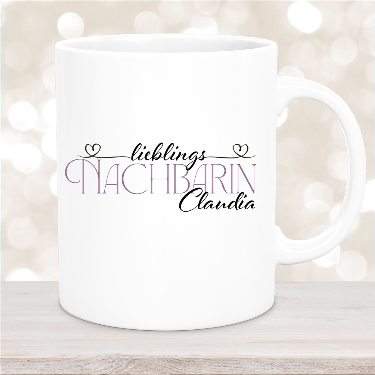 Tasse Wunschname Lieblings-Nachbarin #1 personalisiert Keramik Becher Weiß