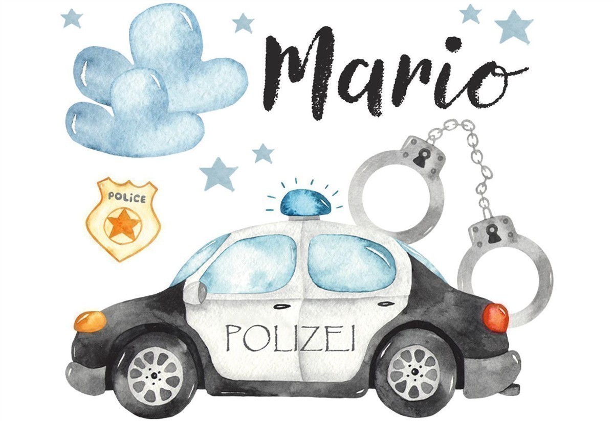 Tasse Polizei #1 Wunschname Keramik Kinderbecher personalisiert Weiß