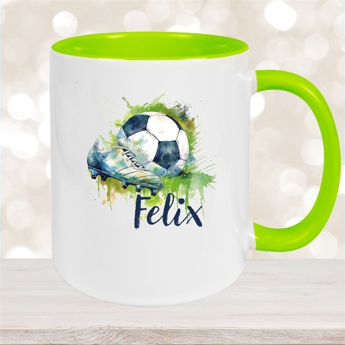 Tasse Fußball #4 Wunschname Keramik Kinderbecher personalisiert versch. Farben