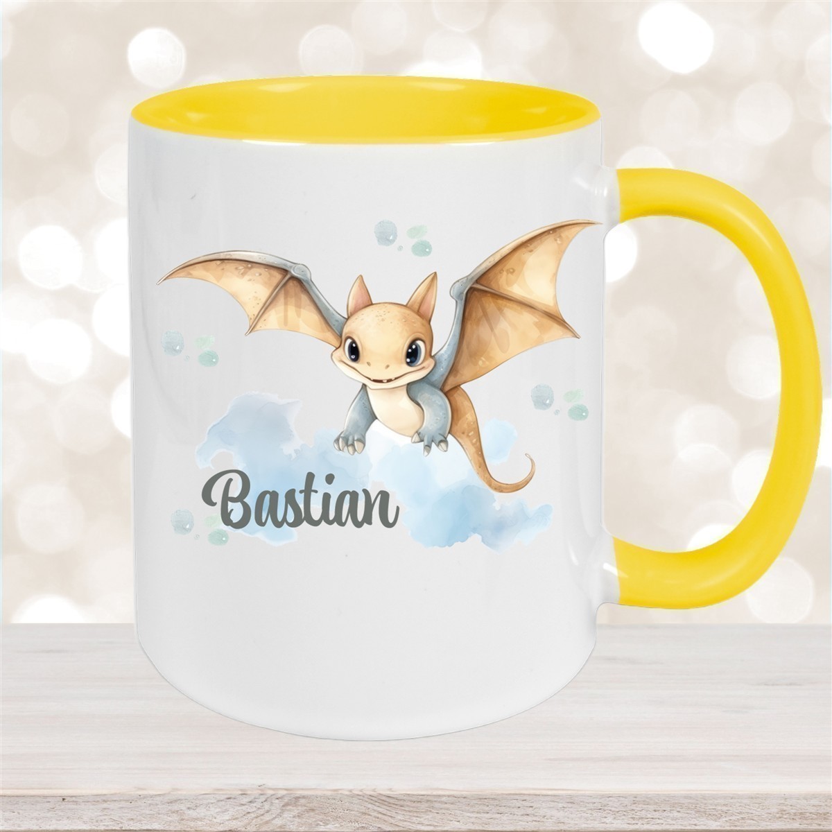 Tasse Wunschname Dino #4 Keramik Kinderbecher versch. Farben