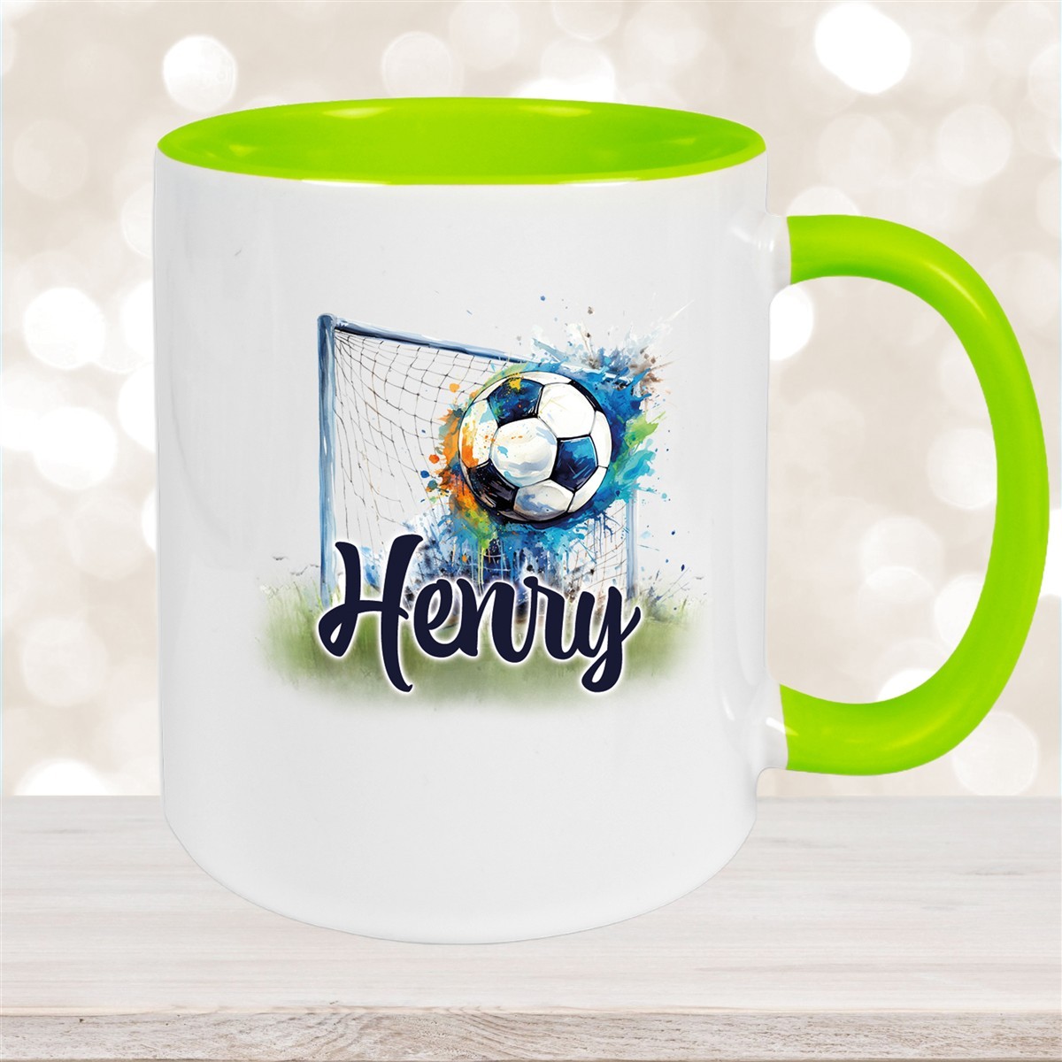 Tasse Wunschname Fußball #13 Personalisiert Keramik Kinderbecher versch. Farben