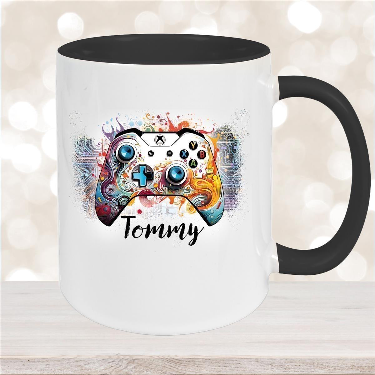 Tasse Gamer 2 Wunschname Keramik Kinderbecher personalisiert versch. Farben