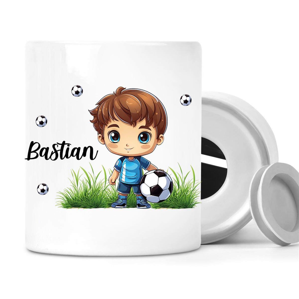 Spardose mit Wunschname Fußball 6 personalisiert
