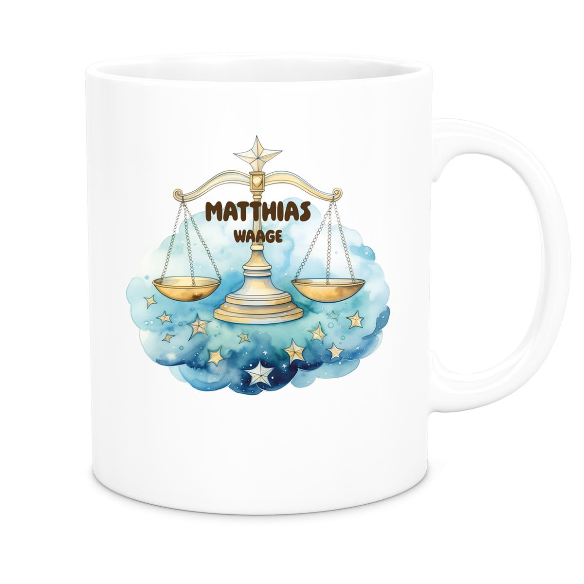 Tasse Sternzeichen Kinder Waage 1 Wunschname Keramik Kinderbecher personalisiert versch. Farben