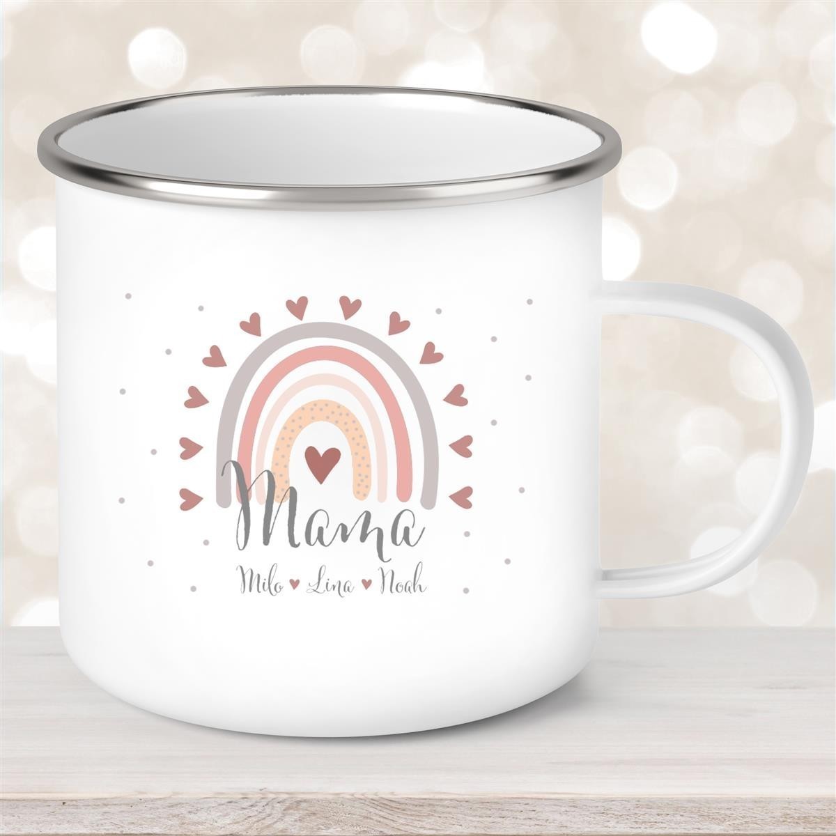 Tasse Muttertag #9 Wunschnamen Emaille Personalisiert Tasse Muttertag #9 Wunschnamen Emaille Personalisiert