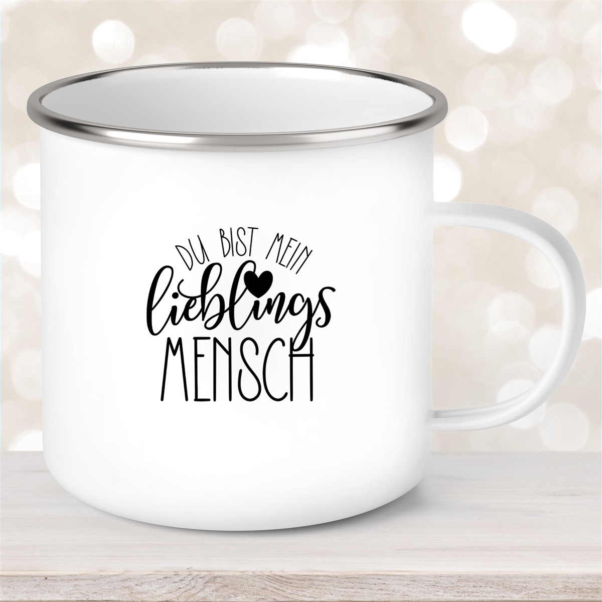 Tasse Spruch "Lieblingsmensch" Valentinstag #19 Wunschnamen Emaille personalisiert 