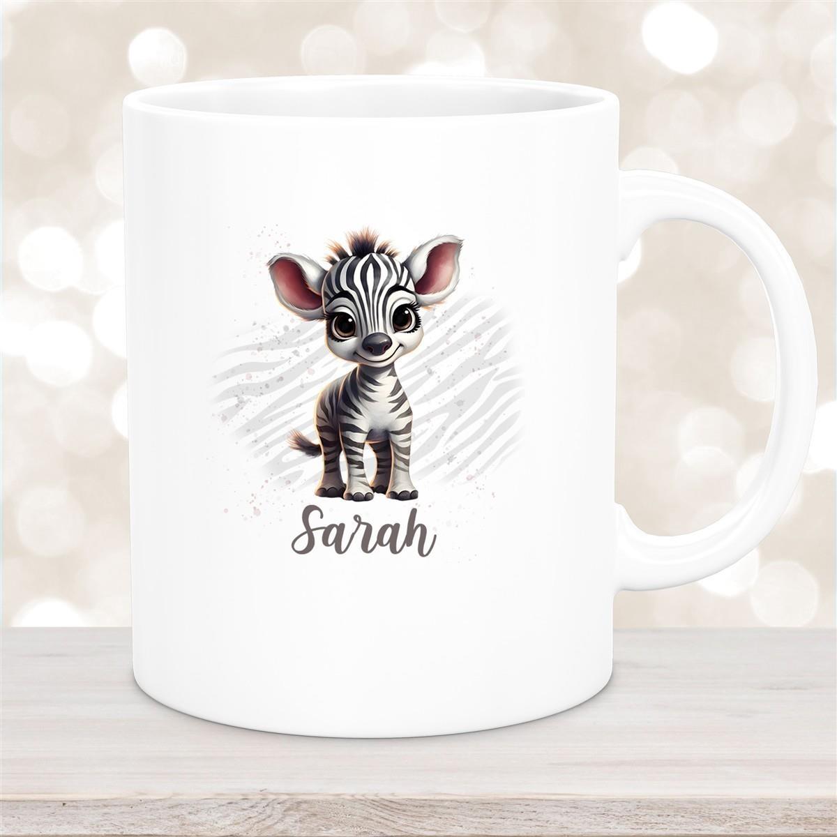 Tasse Wunschname Zebra 1 Keramik Kinderbecher versch. Farben