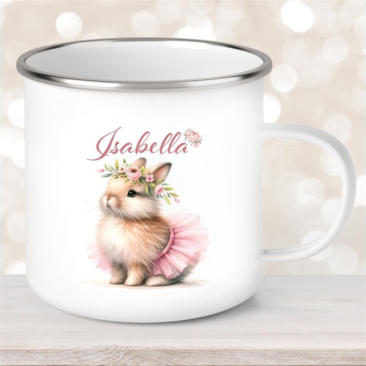 Tasse Ostern - Hase #9 Wunschnamen personalisiert Emaillie Tasse Ostern - Hase #9 Wunschnamen personalisiert Emaillie