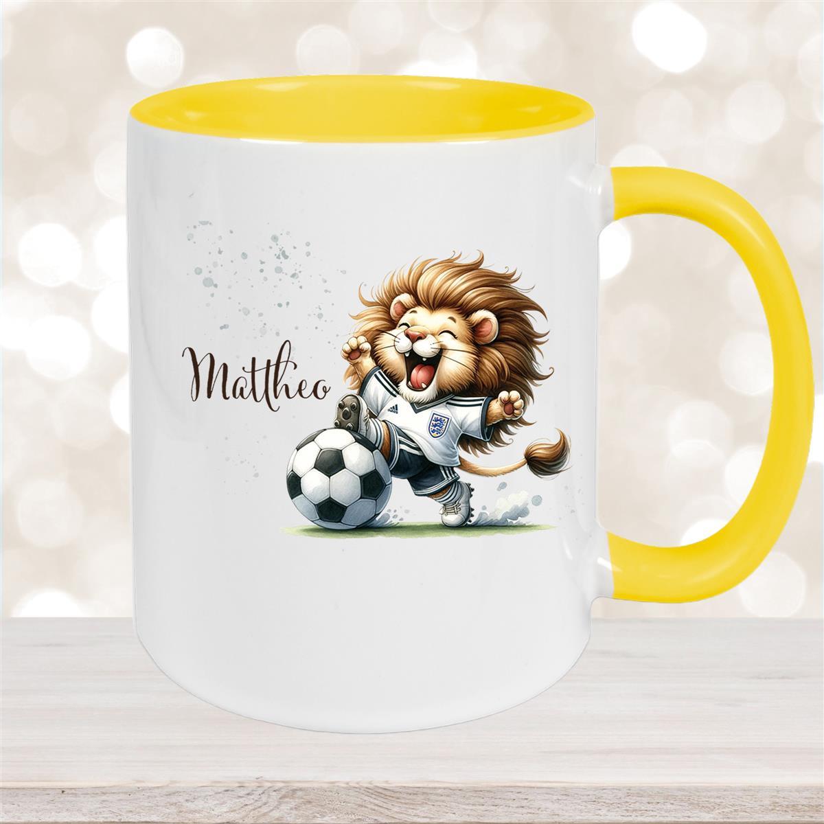 Tasse Fußball #9 Wunschname Keramik Kinderbecher personalisiert versch. Farben